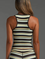 Jasper Striped Racer Back Tank Biker Shorts Yoga Set