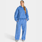 Wasee Acid wash Blue Leopard Print Track suit Bottoms