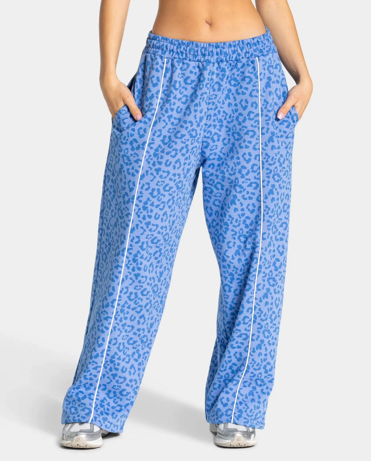 Wasee Acid wash Blue Leopard Print Track suit Bottoms