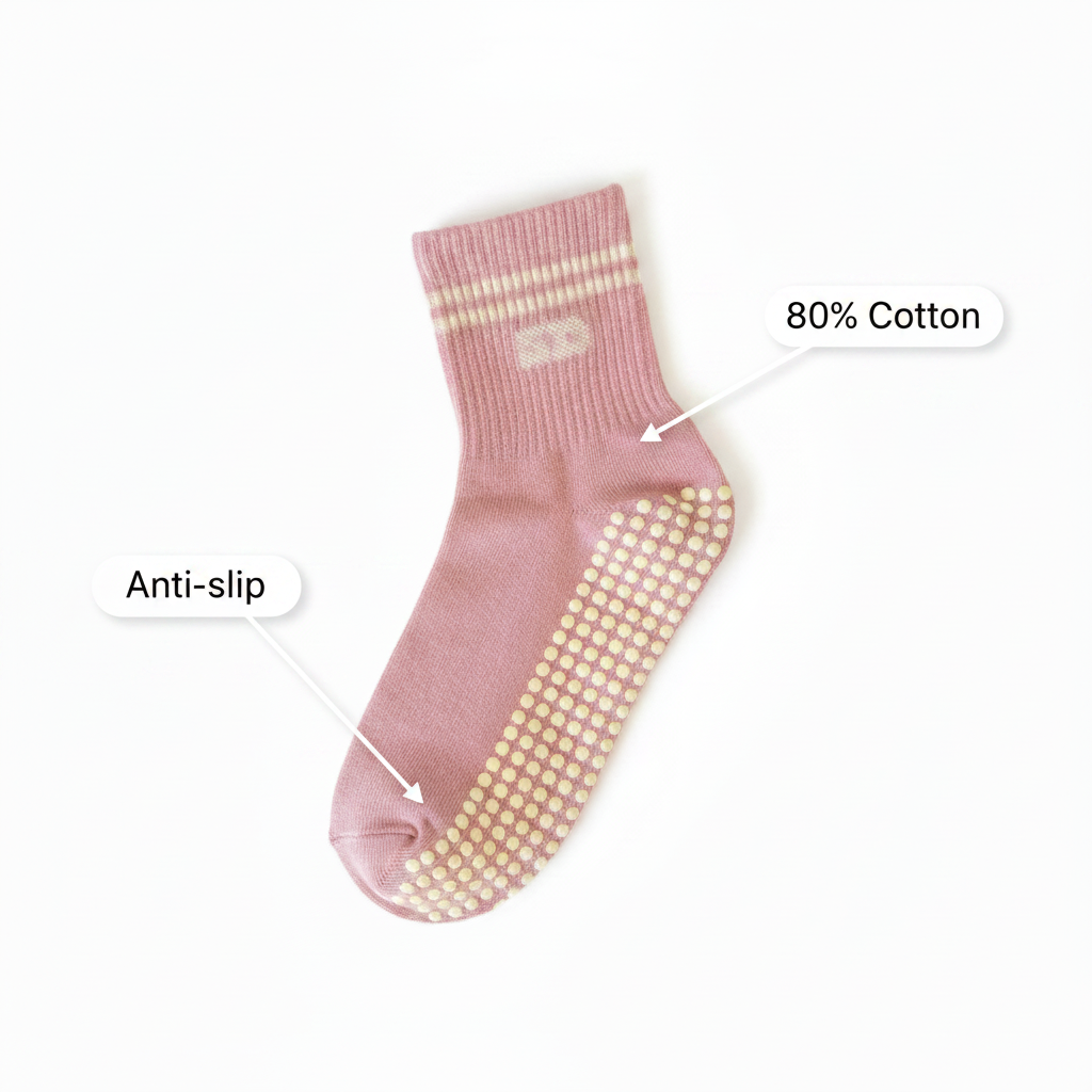 Anti-slip 80% Cotton Grip Sock